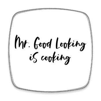 Mr. Good Looking is cooking - for sexy chefs - Square fridge magnet - white - Front