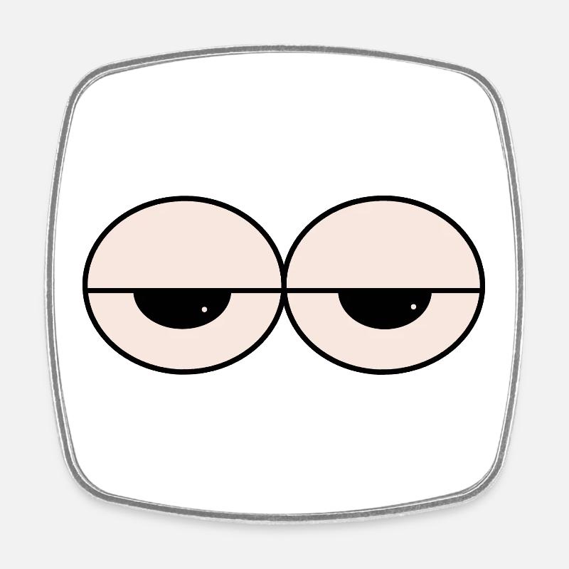 Yeux endormis Style minimal - Magnet carré - blanc