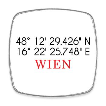 Wien Koordinaten Design – Stadt GPS Typografie - Viereckiger Kühlschrankmagnet - Weiß - Vorne