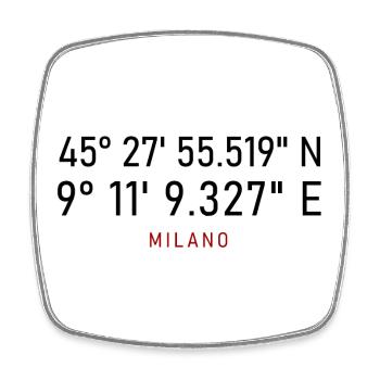 Milano Red Lettering Coordinates - Square fridge magnet - white - Front