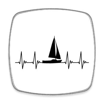Voilier, électrocardiogramme, voile, rythme cardiaque, rythme cardiaque pulsé - Magnet carré - blanc - Devant