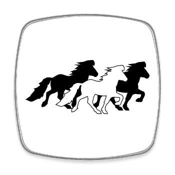 3 noble Icelandic horses in tölt - Square fridge magnet - white - Front