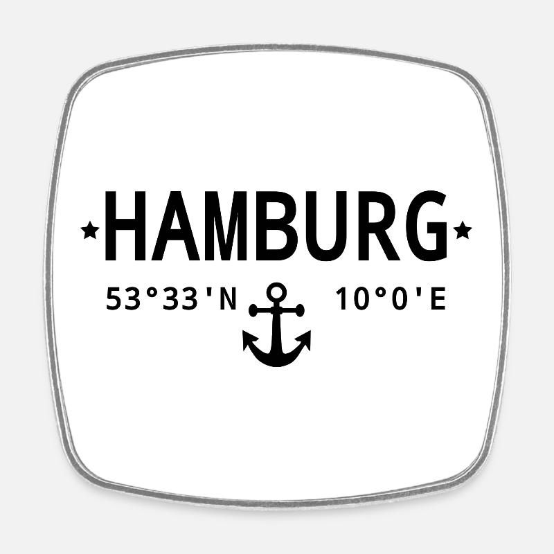 Coordonnées de Hambourg - Magnet carré - blanc