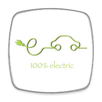 100% Electric – Green Regular Service Car - Square fridge magnet - white - Front