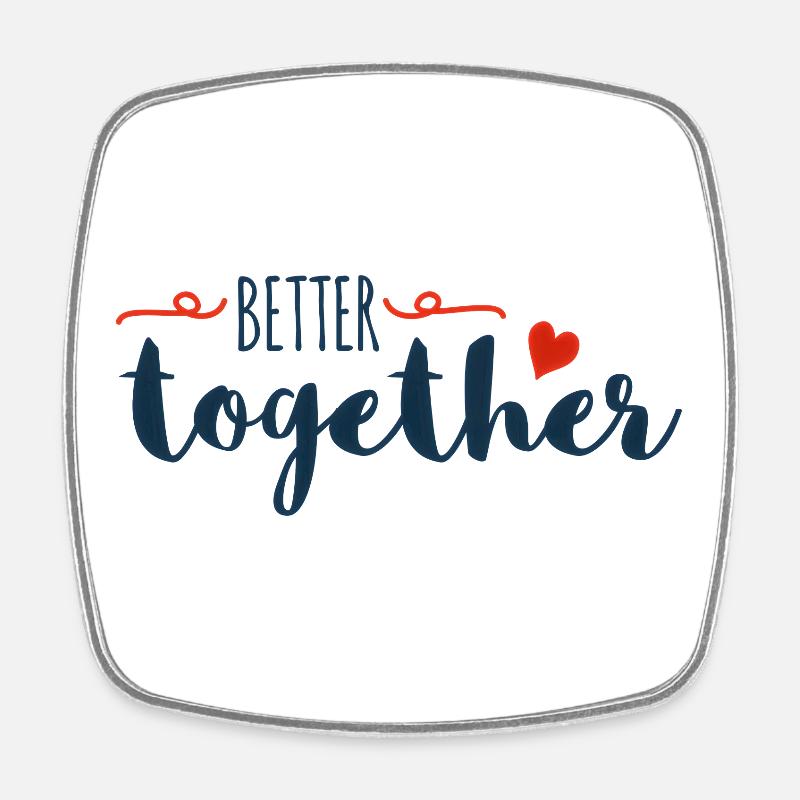 Better Together Drehbuch-Herz - Viereckiger Kühlschrankmagnet - Weiß