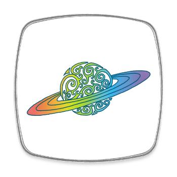 Rainbow planet - Square fridge magnet - white - Front