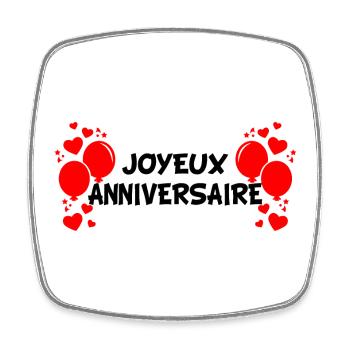 Joyeux Anniversaire - Magnet carré - blanc - Devant