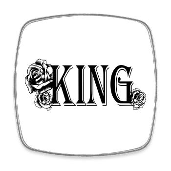 King Text mit Rosen (Partnermotiv) - Viereckiger Kühlschrankmagnet - Weiß - Vorne