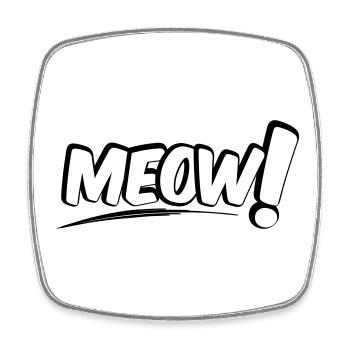 MEOW Miau Katze - Viereckiger Kühlschrankmagnet - Weiß - Vorne