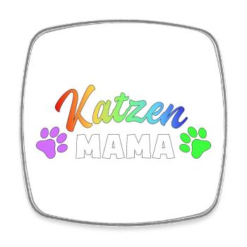 Katzen Mama: Bunte Pfoten-Power - Viereckiger Kühlschrankmagnet - Weiß - Vorne