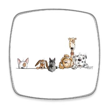 Happy Dogs Team I Funny Dog Motif I Dog - Square fridge magnet - white - Front