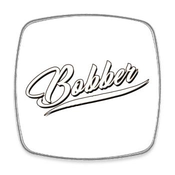 bobber chopper biker autocollant de croisière autocollant - Magnet carré - blanc - Devant