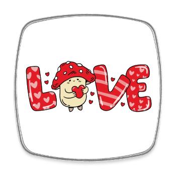 Mushroom in love heart couples valentine's day - Square fridge magnet - white - Front