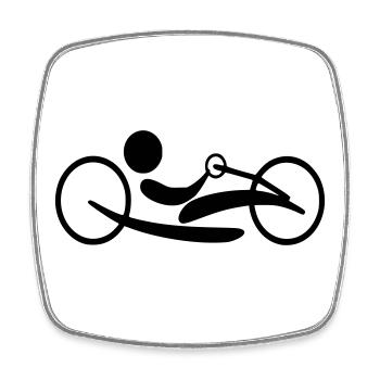 Legen Sie das Handbike an. Liegerad für Rollstuhlfahrer # - Viereckiger Kühlschrankmagnet - Weiß - Vorne