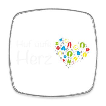 Huf aufs Herz - Hand aufs Herz! Wortspiel Tiere - Viereckiger Kühlschrankmagnet - Weiß - Vorne