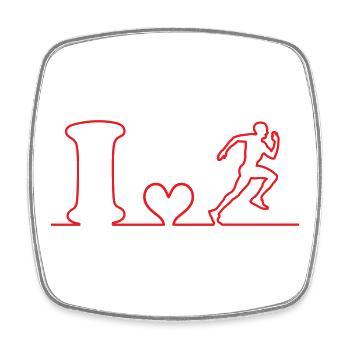 Red Running Heart Umriss - Viereckiger Kühlschrankmagnet - Weiß - Vorne