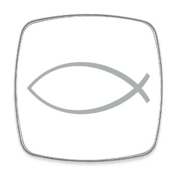 Ichtus poisson argent - Magnet carré - blanc - Devant