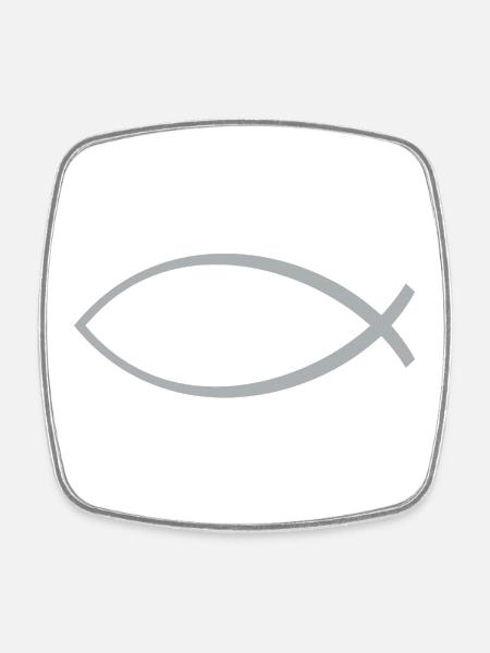 Ichtus fish silver - Square fridge magnet - white