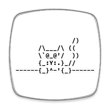 Ascii Katze - Viereckiger Kühlschrankmagnet - Weiß - Vorne