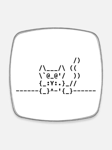 Ascii Cat - Square fridge magnet - white
