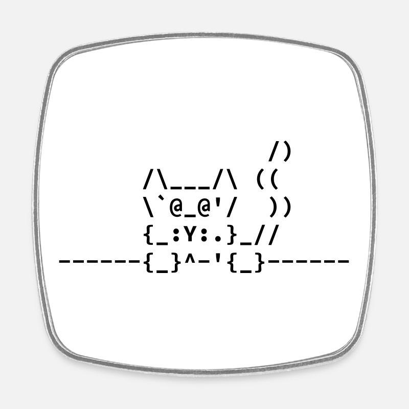 Ascii Katze - Viereckiger Kühlschrankmagnet - Weiß