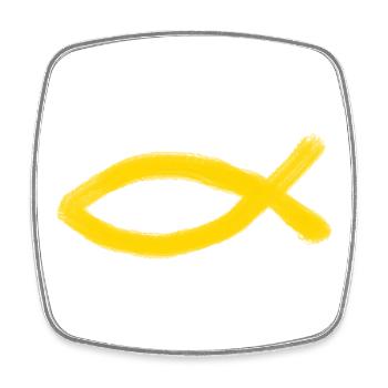 poisson Jésus jaune poisson Ichthys poisson - Magnet carré - blanc - Devant