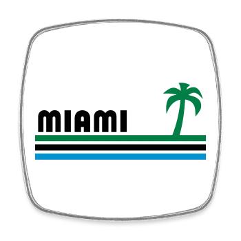 Miami (trois bars, palmier) - Magnet carré - blanc - Devant