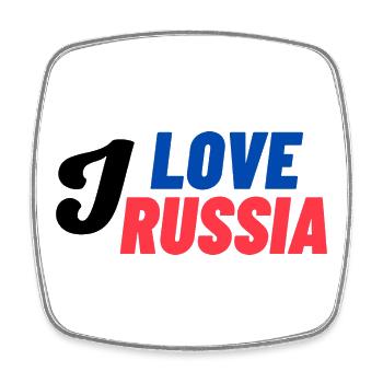 I Love Russia Farbblock - Viereckiger Kühlschrankmagnet - Weiß - Vorne