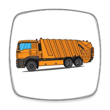Garbage truck Garbage truck Professions Garbage man Garbage collection - Square fridge magnet - white - Front