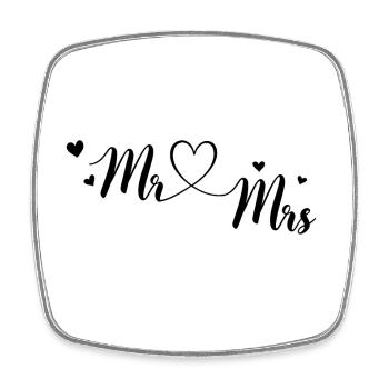 Mr & MRS à personnaliser - Magnet carré - blanc - Devant