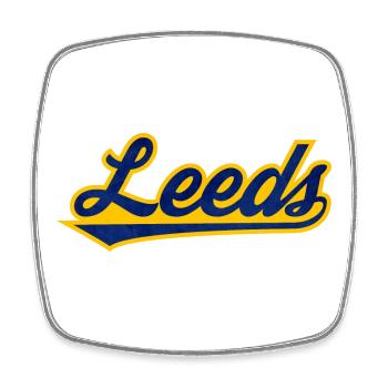 Leeds Script Logo Blau Gelb - Viereckiger Kühlschrankmagnet - Weiß - Vorne