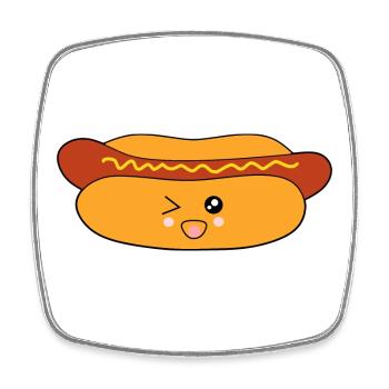 Kawaii, Hot dog, Sausage, Sausages, Butcher - Square fridge magnet - white - Front