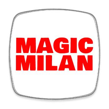 Magic Milan Logo Rot - Viereckiger Kühlschrankmagnet - Weiß - Vorne