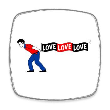 Man pulls LOVE banner - Square fridge magnet - white - Front