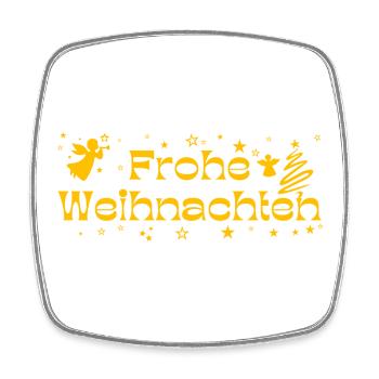 Frohe Weihnachten gelber Text mit Sternen Engeln - Viereckiger Kühlschrankmagnet - Weiß - Vorne