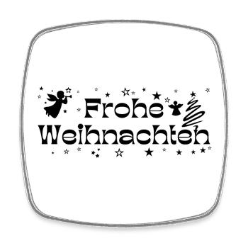 Frohe Weihnachten schwarz Sterne Engel Tannenbaum - Viereckiger Kühlschrankmagnet - Weiß - Vorne