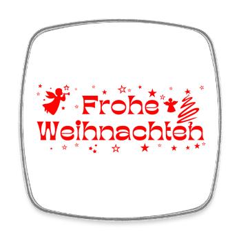 Frohe Weihnachten rot Sterne Engel Christbaum - Viereckiger Kühlschrankmagnet - Weiß - Vorne