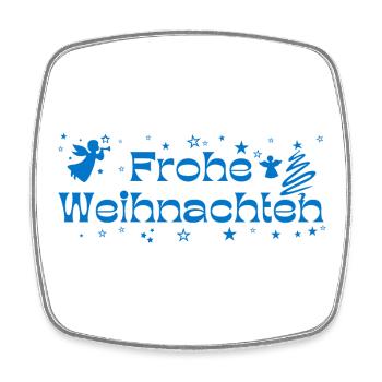 Frohe Weihnachten blau Sterne Engel Christbaum - Viereckiger Kühlschrankmagnet - Weiß - Vorne