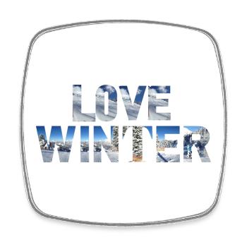 Love Winter - Skiing Winter Sports - Viereckiger Kühlschrankmagnet - Weiß - Vorne