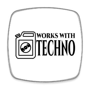 Techno - Viereckiger Kühlschrankmagnet - Weiß - Vorne