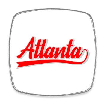 Atlanta Script Retro Logo - Viereckiger Kühlschrankmagnet - Weiß - Vorne