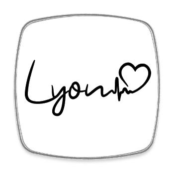 Lyon heartbeat - Square fridge magnet - white - Front