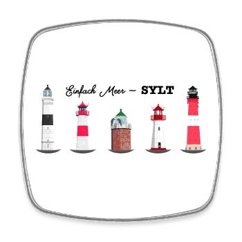 Sylt , List Ost +West, Hörnum, Kampen und Kampen - Viereckiger Kühlschrankmagnet - Weiß - Vorne