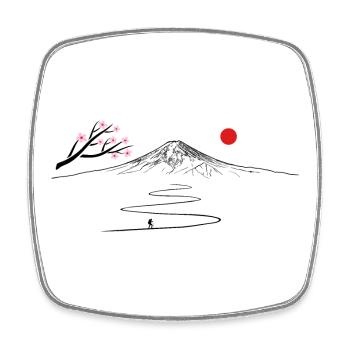 Japon, Fujijama, randonnées en montagne, volcan, cerisier en fleurs - Magnet carré - blanc - Devant