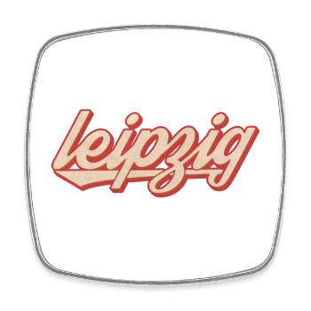Leipzig Script Vintage Logo - Magnet carré - blanc - Devant