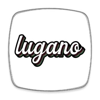Lugano Neon Lettering Multiple Shadows - Square fridge magnet - white - Front