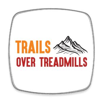 Trailrunning - Trails über Laufbänder - Viereckiger Kühlschrankmagnet - Weiß - Vorne