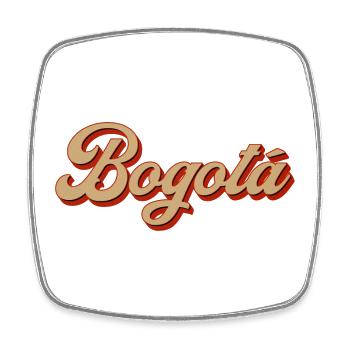 Bogotá Retro Script Schriftzug - Viereckiger Kühlschrankmagnet - Weiß - Vorne