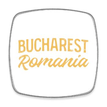 Bucharest Retro Lettering - Square fridge magnet - white - Front