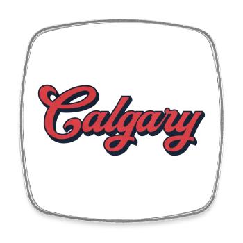 Calgary Lettering Canada – Typographie rétro - Magnet carré - blanc - Devant